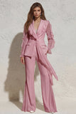 White Notched Lapel Ruffled Slim Fit Women Suit