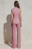 White Notched Lapel Ruched Slim Fit Women's Work Suit