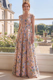 Green A-Line Embroidered V-Neck Long Mother Of the Bride Dress