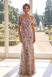 Off the Shoulder Green Mermaid Embroidered Mother Of the Bride Dress
