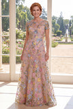 Green A-Line Short Sleeves Embroidered Mother Of the Bride Dress
