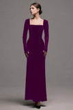 Velvet Black Long Sleeves Sheath Formal Dress