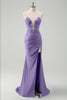 Load image into Gallery viewer, Mermaid Green Strapless Cut Out Corset Long Prom Dress with Slit