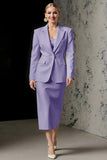 Ivory 2 Piece Ivory Peak Lapel Pencil Midi Business Suits