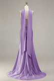 Strapless Champagne Two Piece Mermaid Beaded Convertible Long Prom Dress with a Neck Scarf