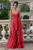 Load image into Gallery viewer, Eucalyptus A Line Spaghetti Straps Long Bridesmaid Dress with Ruffles