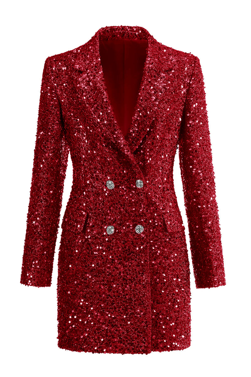 Load image into Gallery viewer, Sparkly Fuchsia Notched Women&#39;s Blazer