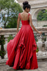 Load image into Gallery viewer, Eucalyptus A Line Spaghetti Straps Long Bridesmaid Dress with Ruffles