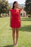 Yellow Round Neck Bodycon Homecoming Dress with 3D Flowers