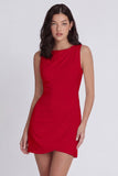 Ivory Bodycon Round Neck Ruched Graduation Dress