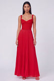 Orange and Fuchsia A-Line Pleated Maxi Dress
