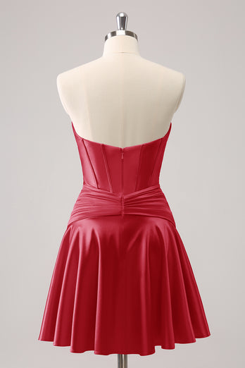 Fuchsia A-Line Sweetheart Corset Short Graduation Dress