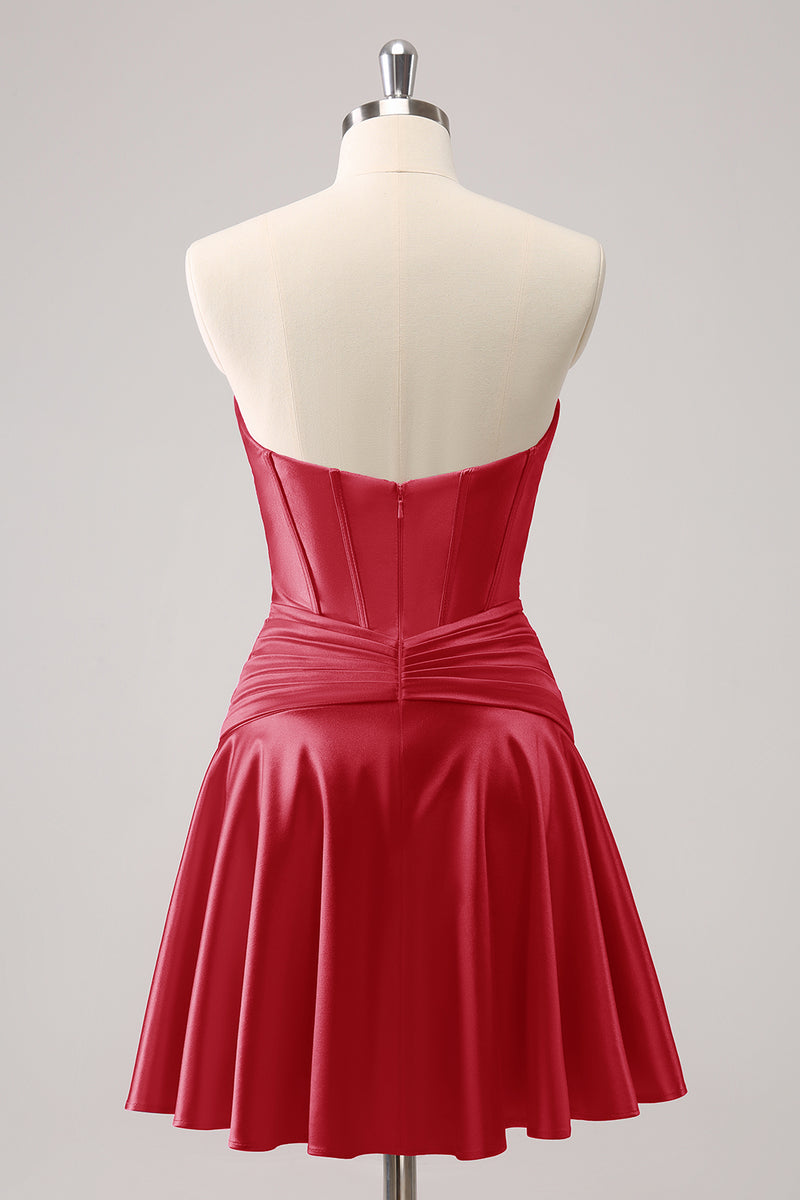 Load image into Gallery viewer, Fuchsia A-Line Sweetheart Corset Short Graduation Dress