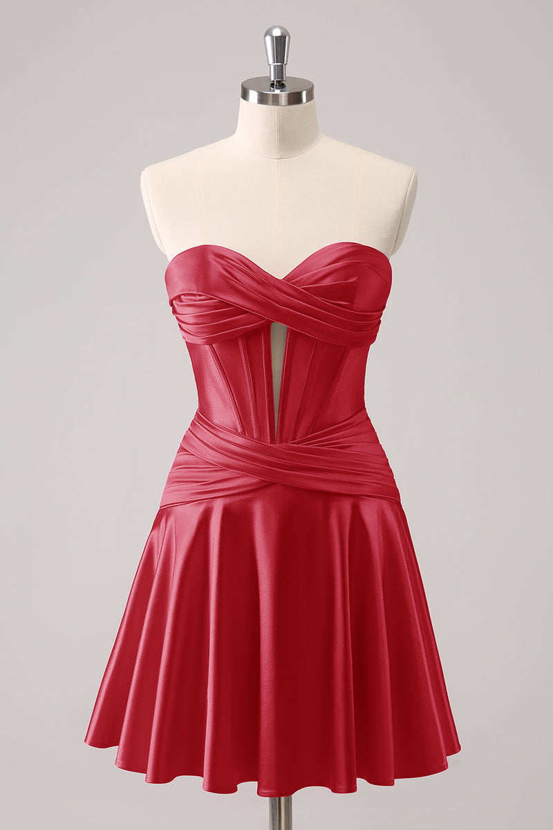 Load image into Gallery viewer, Fuchsia A-Line Sweetheart Corset Short Graduation Dress