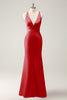 Load image into Gallery viewer, Pink Mermaid V Neck Satin Long Bridesmaid Dress