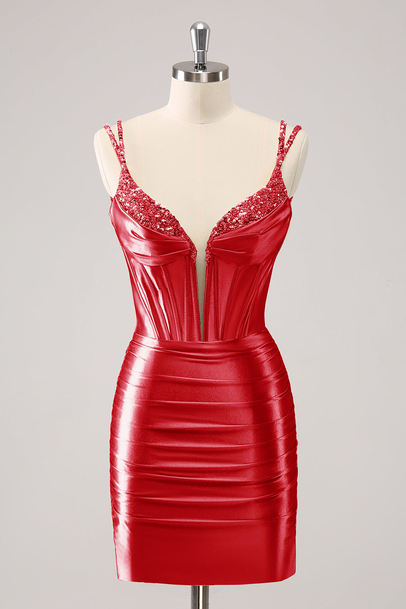 Load image into Gallery viewer, Golden Spaghetti Straps Bodycon Graduation Dress with Sequins