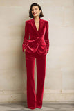 Velvet 2 Piece Plum Peak Lapel Single Breasted Women's Suits