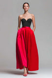 Strapless Red And Fuchsia Corset A Line Formal Dress