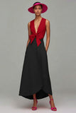 Orange And Fuchsia V Neck A Line Formal Dress