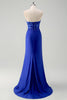 Load image into Gallery viewer, Mermaid Green Strapless Cut Out Corset Long Prom Dress with Slit