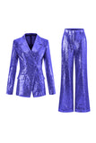Sequin Golden 2-Piece Notched Lapel Prom Suit
