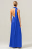 Load image into Gallery viewer, Peacock Sheath V-Neck Backless Long Bridesmaid Dress with Slit