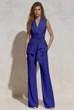 White Notched Lapel Ruched Slim Fit Women's Work Suit