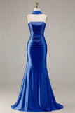 Strapless Champagne Two Piece Mermaid Beaded Convertible Long Prom Dress with a Neck Scarf