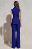 White Notched Lapel Ruched Slim Fit Women's Work Suit