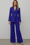 Navy 2 Piece Satin Notched Lapel Women Prom Suits