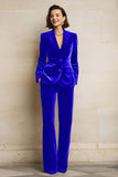 Velvet 2 Piece Plum Peak Lapel Single Breasted Women's Suits