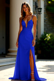 Sheath Champagne Stretch Satin Spaghetti Straps Long Prom Dress