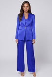 Light Blue Shawl Lapel 2 Piece Women's Work Suits