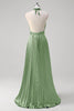 Load image into Gallery viewer, Royal Blue A Line Halter Pleated Long Prom Dress