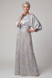 Sparkly Champagne A Line Beaded Long Mother of the Bride Dress with Sequins