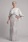 Champagne Mermaid Sequin Long Mother Of Bride Dress with Pockets