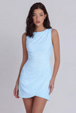 Ivory Bodycon Round Neck Ruched Graduation Dress