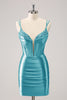 Load image into Gallery viewer, Golden Spaghetti Straps Bodycon Graduation Dress with Sequins