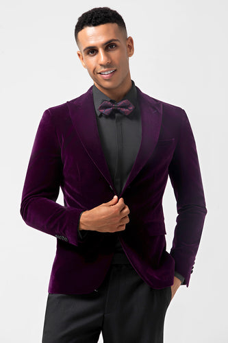 Dark Purple Peak Lapel 2 Pieces Single Breasted Men's Suits