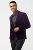 Load image into Gallery viewer, Dark Purple Peak Lapel Single Breasted Men&#39;s Blazer