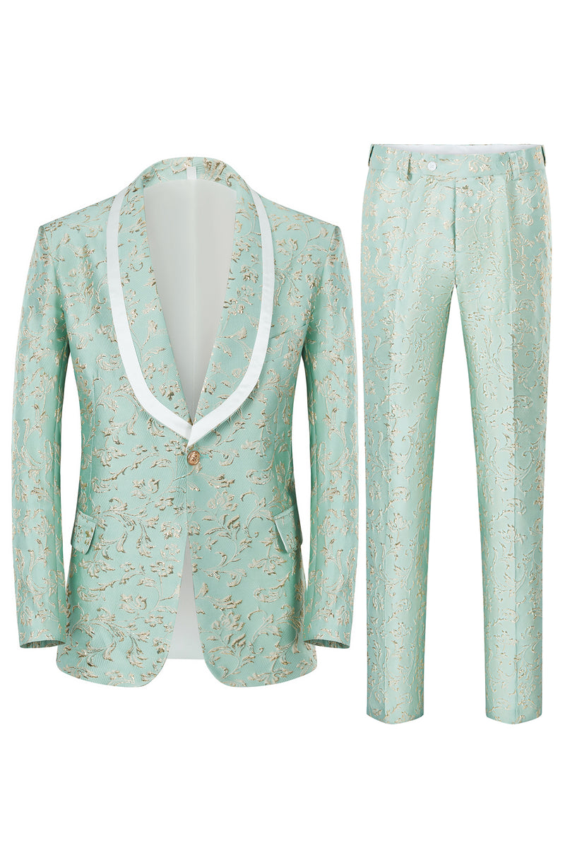 Load image into Gallery viewer, Champagne Shawl Lapel One Button Jacquard Men&#39;s Prom Suits