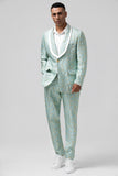 Mint Shawl Lapel Jacquard 2 Pieces Men's Prom Suits