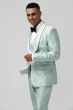 Mint Shawl Lapel Jacquard 2 Pieces Men's Prom Suits