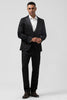 Load image into Gallery viewer, Black Peak Lapel Jacquard 3 Pieces Men&#39;s Suits