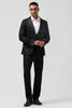 Load image into Gallery viewer, Dark Blue 3 Piece Peak Lapel Jacquard One Button Men&#39;s Prom Suits