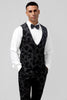 Load image into Gallery viewer, Black Peak Lapel 3 Pieces Floral Men&#39;s Suits