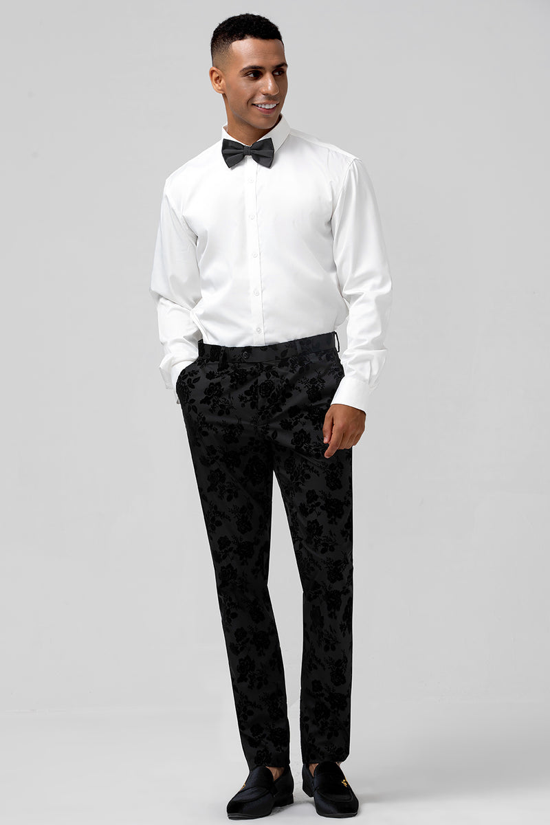 Load image into Gallery viewer, Black Peak Lapel 3 Pieces Floral Men&#39;s Suits