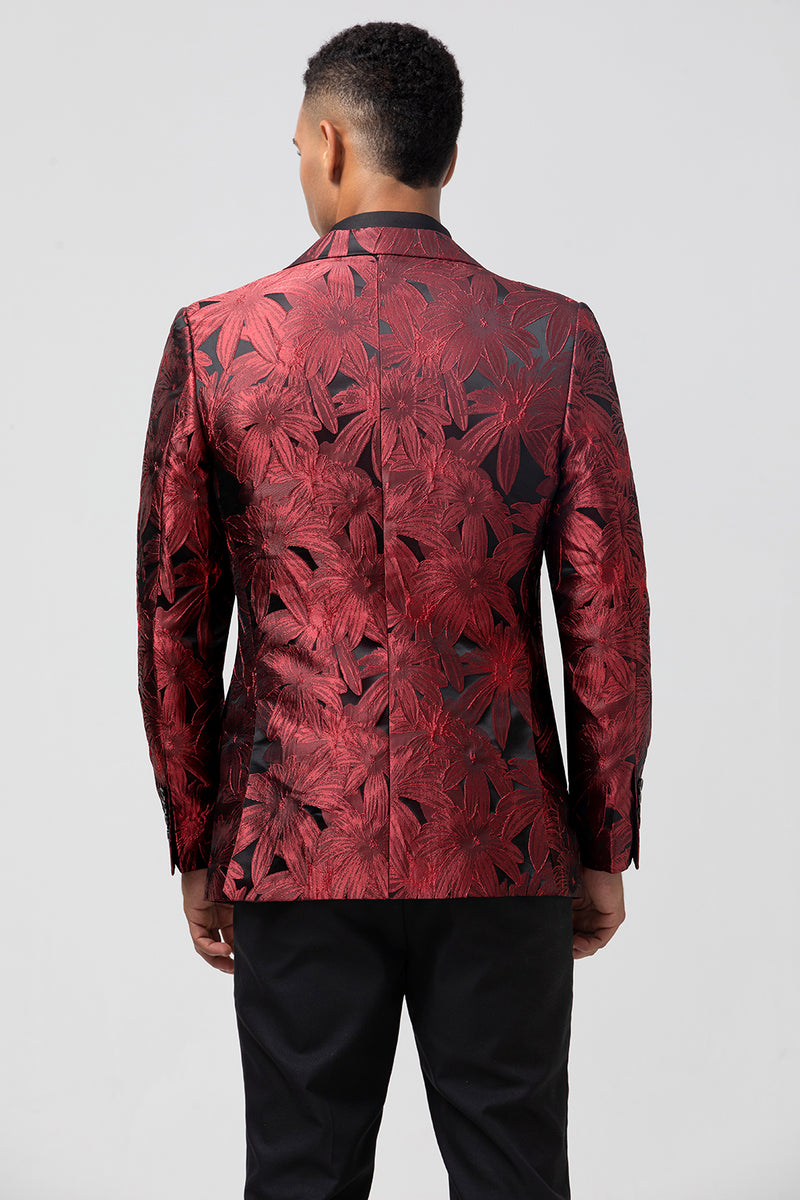 Load image into Gallery viewer, Red Peak Lapel One Button Floral 2 Pieces Men&#39;s Suits