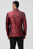 Red Peak Lapel One Button Floral Men's Blazer
