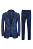 Load image into Gallery viewer, Peak Lapel Blue Jacquard Men&#39;s Prom Suits